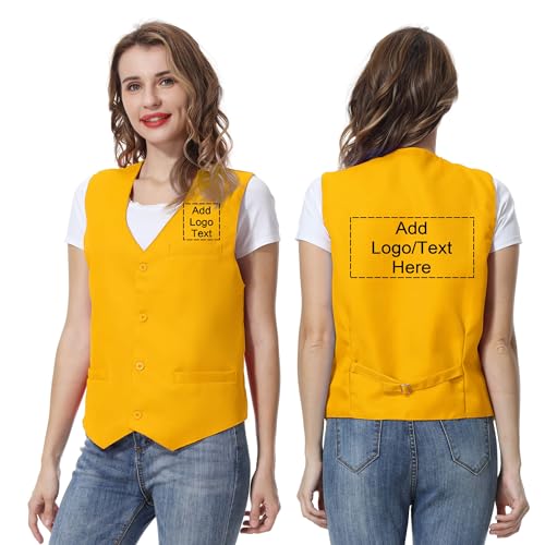 TopTie Custom Uniform Unisex Button Vest for Supermarket Clerk Volunteer