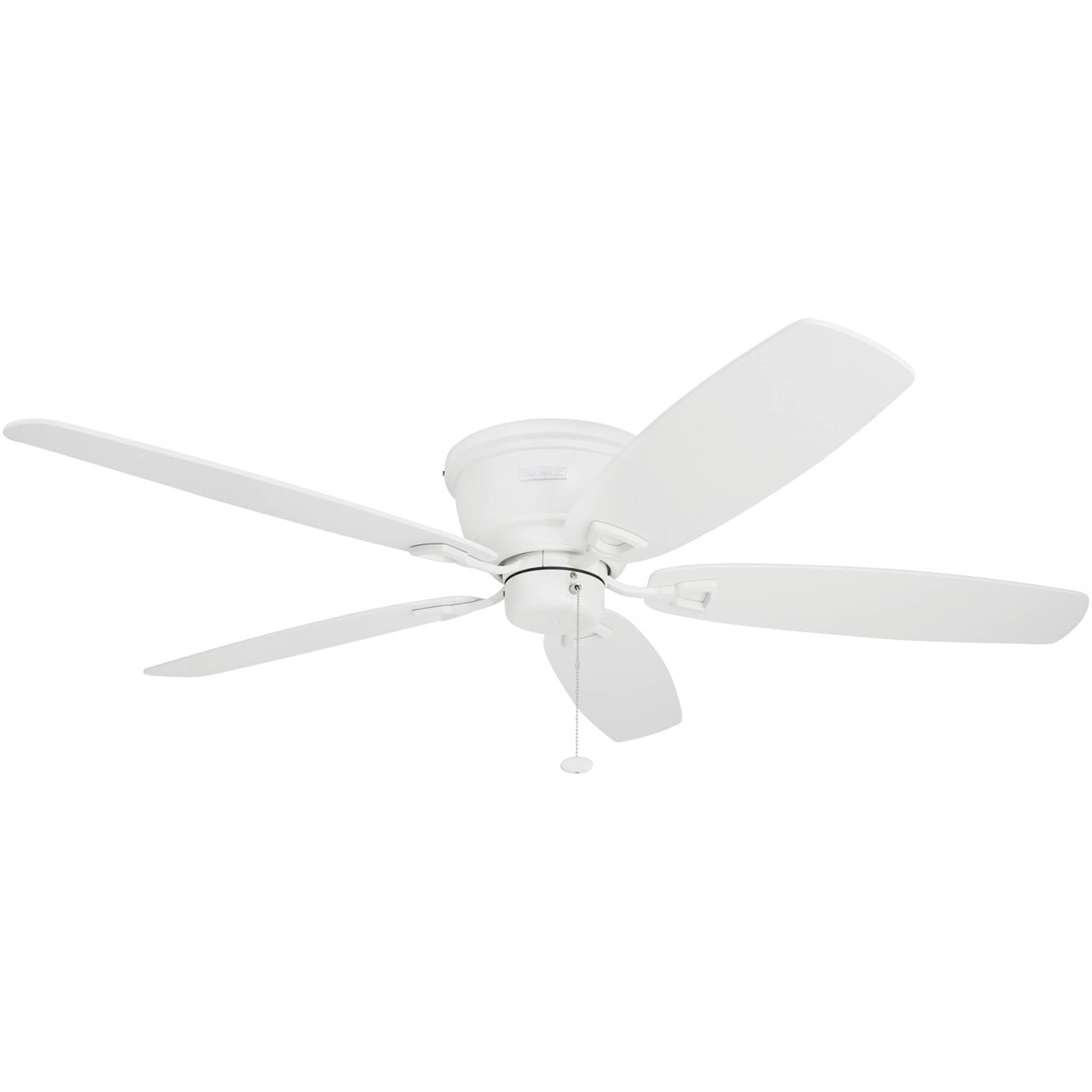 honeywell ceiling fans glen alden 52 inch flush mount indoor ceiling fan, no light, pull chain control, 4 blades with reversible motor, white