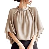 [Tucuceke] シャツ ブラウス レディース 半袖 トップス tシャツ ショート 無地 フリル 後ろジップ プチハイネック 薄手 ゆったり シンプル 着痩せ おしゃれ カジュアル オフィス ビジネス 通勤 夏