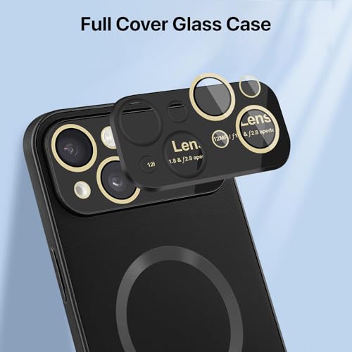 Image of Vaku Luxos Premium Polarized Leather Back Cover for iPhone 15 Texture Full Lens Protection Silicon Case Scratch Resistant Slim Thin Compatible with Mag-Safe - Black