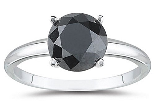 1/2-10 Carat Total Weight Round 18K White Gold Round Black Diamond Ring (AAA Quality)