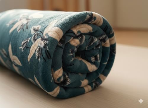 Image of Florida Printed Flannel Blanket, 290 GSM Ultra-Soft All-Season AC Blanket (Double, Green)