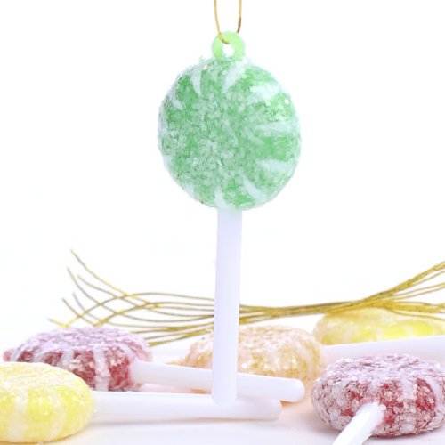 Factory Direct Craft Pack of 36 Tiny Plastic Sugared Candy Lollipop Ornaments for Embellishing Gift Packages, Miniature Christmas Trees, and Holiday Crafts (1-3/4
