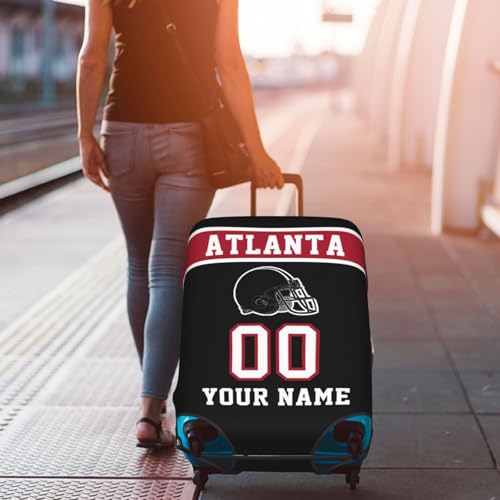 Image of Custom Atlanta Luggage Cover Personalized Football Style Suitcase Cover with Name Number Customized Washable Elastic Sports Travel Suitcase Protector for Business Vacation Gifts
