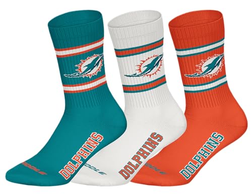 NFL MIAMI DOLPHINS 3-teilige Rundhalssocken - TEL/WHT/ORG - 39/42