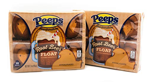 Root Beer Float Flavored Marshmallow Peeps - 2 Packs of 10 - Soda Pop Flavored Marshmallow Chicks - Gluten Free - Retro Holiday Candy for Easter Baskets and Edible Decorations