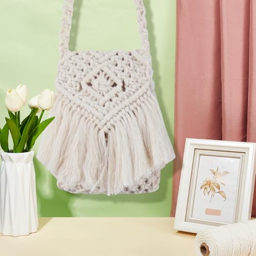 WEBEEDY Kit de bolsa de macramê DIY Easy Boho Macramê com corda de algodão de 3 mm x 70 metros e tut