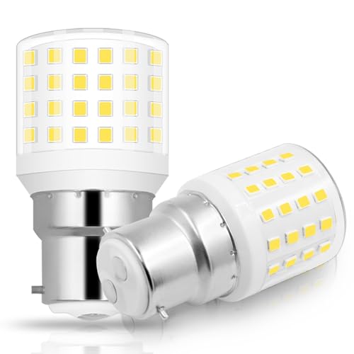 B22 Bayonet Christmas lights Corn Bulb 60W LED Replace Small Bulb Energy Saving Light Bulbs Daylight White 5000K 220V for Ceiling Light Floor Lamp Non-Dimmable Energy Saving Light Bulbs (2 Pack)