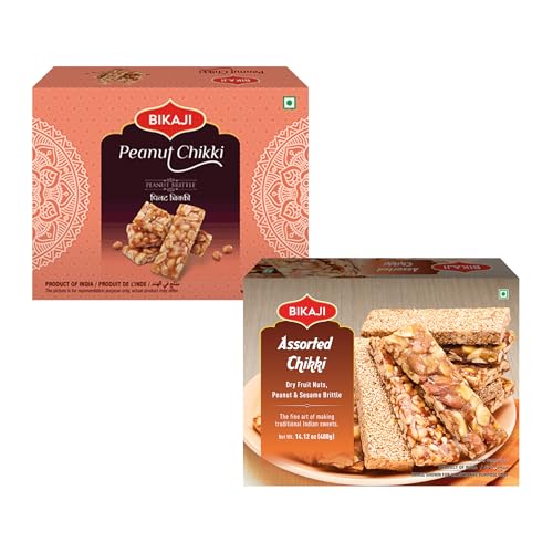 Bikaji Assorted Chikki 400g & Peanut Chikki 400g | Indian Traditional Peanut & Jaggery Crunch | Winter Sweet Pack