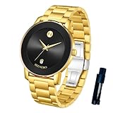 SEENERO Reloj elegante unisex, resistente al agua, de cuarzo, con calendario, esfera de diamante, minimalista, informal, de negocios, para mujeres y hombres, correa de acero inoxidable y regalos para