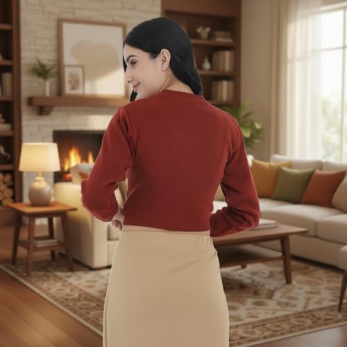 Image of Women Winter Wear V-Neck Full Sleeves Regular Fit Woollen Blouse