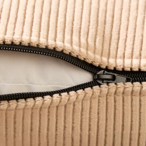 Image of Encasa XO Corduroy Cushion Covers, No Inserts, Set of 2, Beige