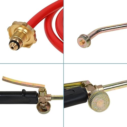 Butane Propane Gas Kit, Multi Purpose Roofers Heating Brazing Torch Weed Blow Burner Plumbers Kit with 3 Nozzle, 3.2cm, 4cm & 5cm + 2m Gas Hose - 6
