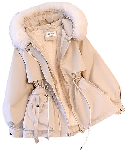 Women's Cute Solid Mid-Length Parka Winter Weatherproof Outerwear Jacket Soft Thicken Warm Snow Coat