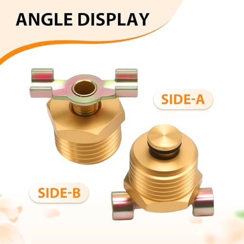 Image of UOIENRT 2 Pack 1 /2'' RV Water Heater Drain Valve for RV and Trailer Water Heater, Durable Brass Construction RV Water Heater Drain Plug