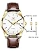 OLEVS Brown Leather Mens Watches Classic Analog Quartz Watch Ultra Thin Waterproof Watches for Men Small Casual Dress Date Day White Dial Men's Wrist Watch Simple Easy Reader Reloj para Hombre