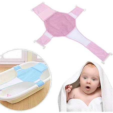 Amazon ベビー用入浴ネット ベビーバスネット メッシュ製 十字型 入浴サポート 滑り止め ベビー保護 補助用 スポンジ枕内蔵 スリップ防止 安心 バスチェア ベビー マタニティ 通販