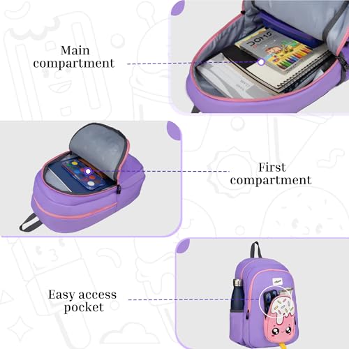 Image of F Gear Cocoa 23L Backpack|Soft Touch|Colourful & attractive theme brings a fun space-inspired look|with two Spacious Compartments,1 Front Pocket & Water Bottle Holder