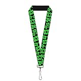 Buckle-Down unisex adults Lanyard - 1.0' Electric Green Lantern Logo Scattered Black Key Chain, Multi, One Size US