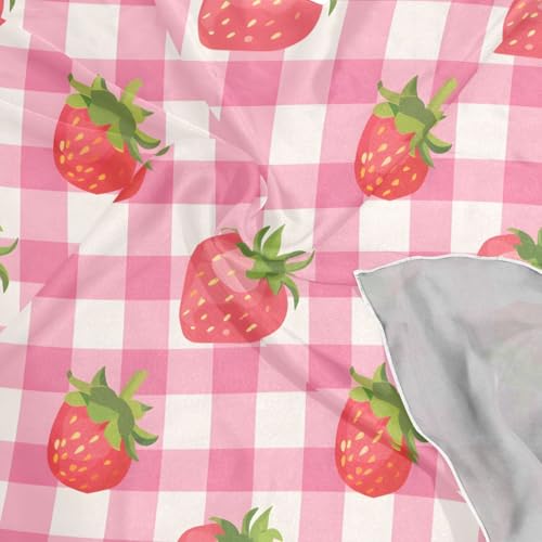 Women's Square Silk Hair Scarves and Wraps Headscarf Strawberry Pink Checkered Head Neck Scarf Bandana 24inch4