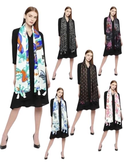 Chiffon Printed Scarfs Set For Womens Pack of 6 |SL_162-picture-46