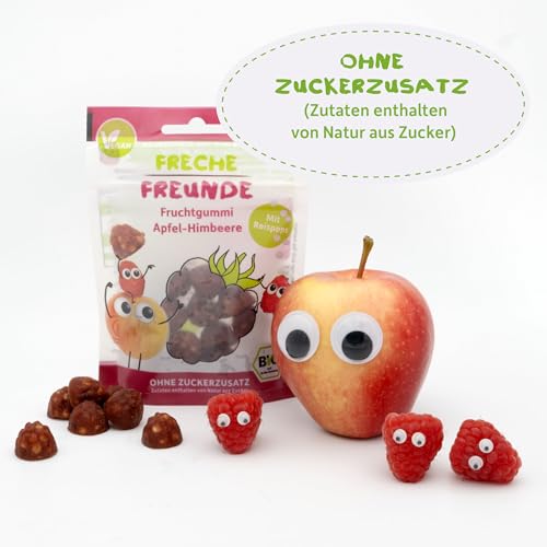FRECHE FREUNDE Bio Fruchtgummi Apfel-Himbeere mit Reispops, fruchtig-süßer Snack für Kinder, glutenfrei, vegan, 20er Pack (20 x 30g)