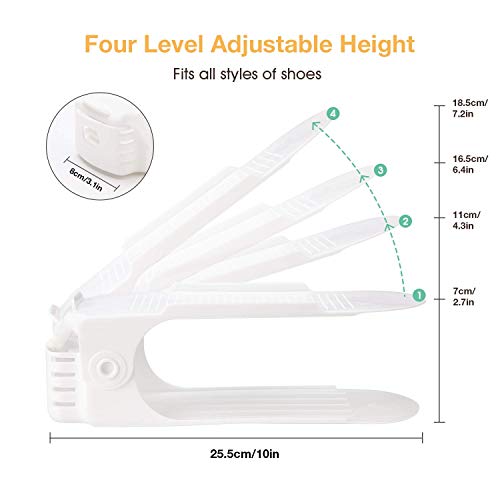Shoe Slots Organizer 20 Pack, Adjustable Shoe Storage Organizer Shoe Stand Space Saver, Shoe Organizer for Closet Double Deck Shoe Rack Holder, Rangement Chaussures (White) by Neprock - Image 2