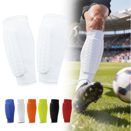 Shin Guards Soccer Kids Adults, Shin Pads Soccer, Shin Defender Shin Guards - Superior Impact Absorption, Breathable Lightweight Protective Equipment for Boys Girls Men Women (White, Small) by Skveyw - Used condition - CA$10.52