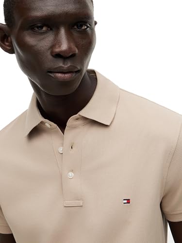 Image of Tommy Hilfiger Men's Short Sleeve Polo Shirts in Slim Fit with Stretch and Organic Pique Cotton
