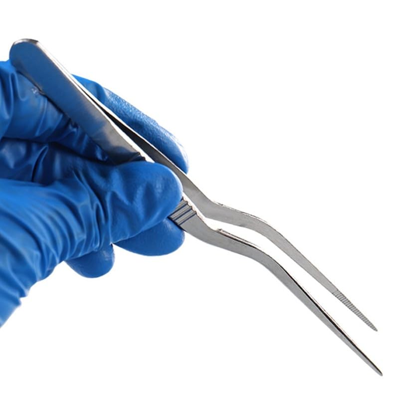 Curved Serrated Stainless Steel Tweezers for Tissue Culture and Hydroponics - Laboratory Precision Tools(20cm)