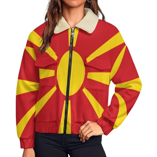 Sweat polaire femme original à rayures élégantes veste d'hiver rouge