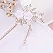 2 Pcs Rhinestone Pearl Flower Hair Stick Chinese Hair Chopsticks Vintage Tassel Hair Pin Chignon Pin Chopsticks Hair Styling Hair Making Accessories for Women (White)
