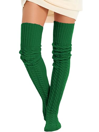Image of Women's Thigh High Knitted Winter Boot Socks Vintage Extra Long Leg Warmer Over Knee High Stockings