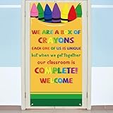 HunnmingRe Composition Notebook Crayon Classroom Decor First Day of School Door Cover Welcome Crayon Banner Composition Notebook Wall Door Decor Porch Sign for Classroom
