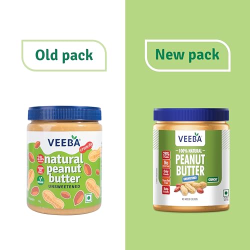 Image of Veeba 100% Natural Peanut Butter (1Kg) (Pack of 2)