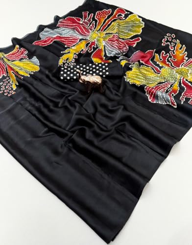 Image of SATIKA VASTRAM Modal Silk Ajrakh Saree Bandhani Design Crepe Printed Designer Pallu Attach Blouse Piece