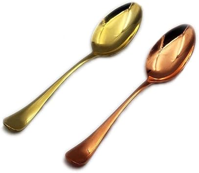 2 Pcs 99.9% Pure Copper Spoon, Set of 21 Brass+1Copper, Copper Dinner Spoon, Brass Soup Spoon, Copper Tableware Length7.3 inches, width1.4inches