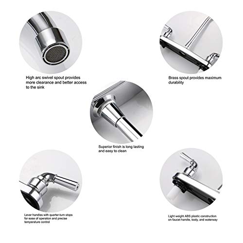 Rv Non-Metallic Kitchen Faucet Two Handle-8" Main Body-High Arch-360 Swivel Replace For Motorhomes, Travel Trailers,Campers (8"High Arch) #TOP1