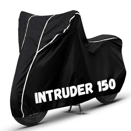 Image of Bike Cover for Intruder 150 100% Waterproof, Dustproof & Scratch Resistant| Fully Bottom Elastic UV Resistant Heavy Duty Body Cover | All Weather Outdoor Use