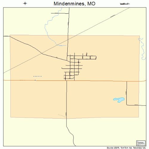 Large Street & Road Map of Mindenmines, Missouri MO Printed poster