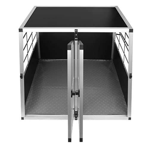 Monster Shop Auto Hundetransportbox große Doppelbox Hundebox Transportbox Gitterbox Fahrzeugbox Kofferraumbox Katzen Hunde Aluminium Trapez