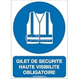 AUA SIGNALETIQUE - Gilet de sécurité Haute visibilité obligatoire M015-AI - 300x420 mm, PVC 1.5mm