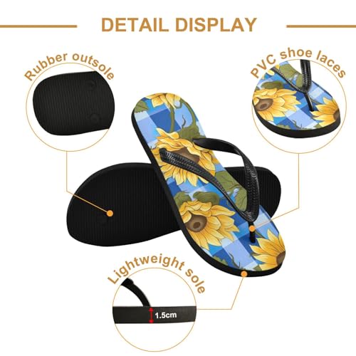 Women Beach Summer Casual Flip Flop Sunflower Blue StripeQuick Dry Sandals Slipper for Men 214B31112