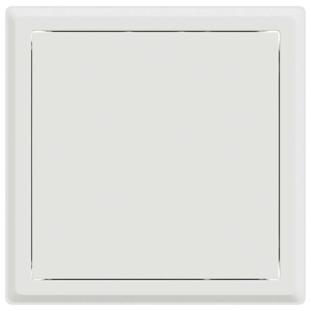 Tapa de acceso 2 unidades, color blanco, 23 x 23 x 3 cm, acero con recubrimiento en polvo con ángulo de apertura de 140°, cierre seguro para interior y exterior, inspección de puerta, escotilla