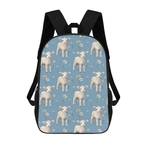 Lamb Cute Classic 17 Inch Backpack Travel Daypack Casual Shoulder Bag with Adjustable Strap for Men Women
