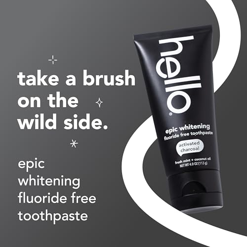 Image of Bundle of hello Epic Whitening Activated Charcoal Fluoride Free Toothpaste, 3Pk, 4 oz + Hello Chill Mint Alcohol Free Mouthwash with Activated Charcoal, 17.6 Fl Oz, Fluoride Free, 3 Pack