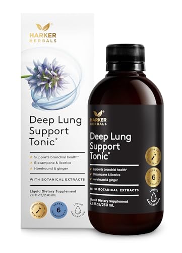 Harker Herbals Deep Lung Support Tonic for Adults Plant-Based Herbal Liquid for Respiratory & Bronchial Support Clear Breathing & Seasonal Wellness Vegan Non-GMO 7.8 fl oz (15 Servings)