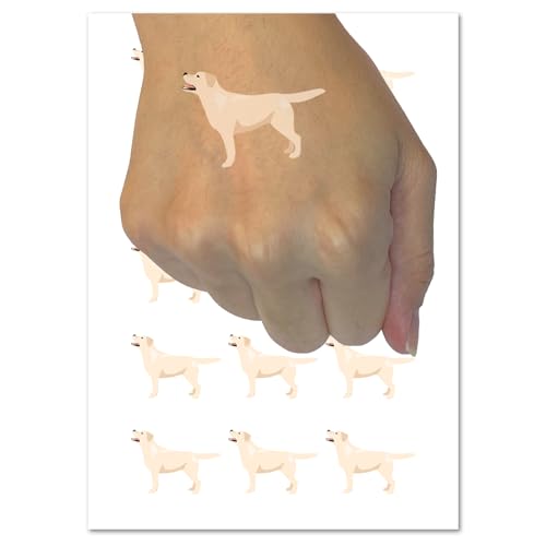Labrador Retriever Dog Solid Temporary Tattoo Water Resistant Fake Body Art Set Collection - 54 1" Tattoos (1 Sheet)