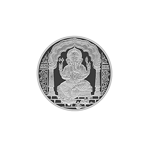Image of MAA SILVER Pure Silver Ganpati Ganeshji BIS Hallmarked Round Coin Chandi Sikka Perfect for Gifting Investment Diwali Dhanteras (999 Purity)