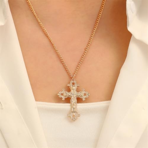 KONPJE 4Pcs Chunky Cross Necklaces for Women Gold/Silver Large Long Cross Pedant Necklace Y2K Statement Jewelry (OtherA) by KONPJE - Used condition - Image 6